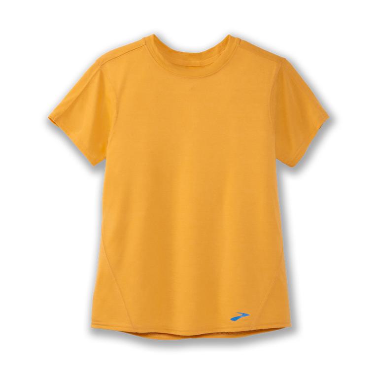 Brooks Distance Womens Short Sleeve Running Shirt - Heather Saffron/Orange - Indonesia (SWAT-24967)